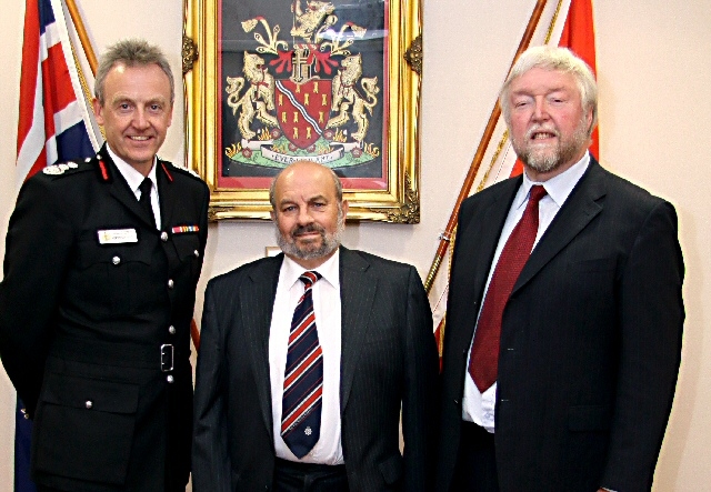 CFO, Steve McGuirk, Vice Chairman, Councillor Henry Cooper, and Chairman of the Fire and Rescue Authority, Councillor Fred Walker