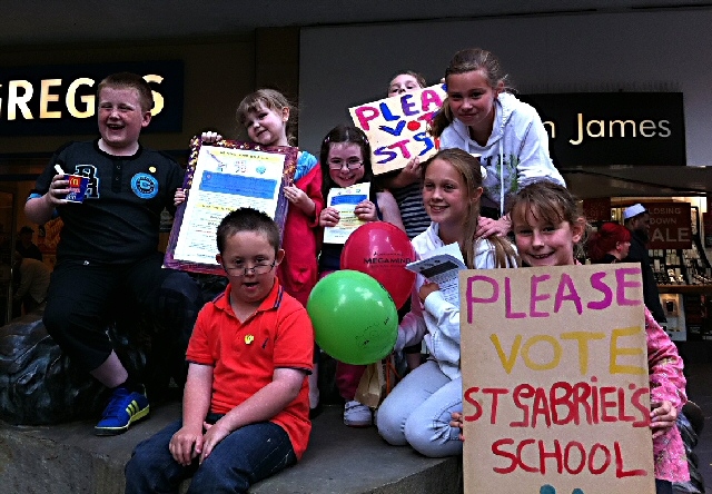 School children urging the public to vote for St Gabriel's 