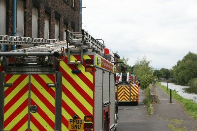 Firelighters arrive on the scene to deal with the fire 