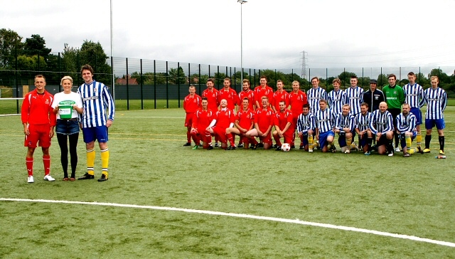 Team Worthingon (red) and Team Armstrong (blue) with Staff Nurse Alex Woodcock and the teams' captains.