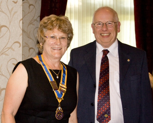 New president Joan Banks with last year's president John Cannell