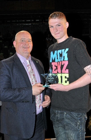 Hopwood Hall College ‘Star of the Year’ Harrison Cooney with Principal Derek O’Toole