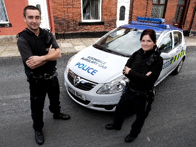 The new burglary car which will be staffed by PC Paul Manley and PC Diane Hancock. 

