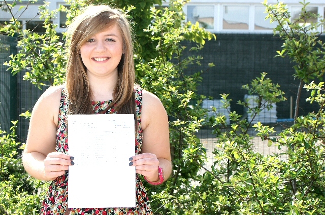 Emma Kershaw celebrating her results 