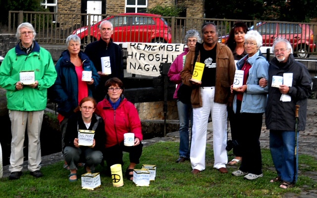 Members of the Peace Group preparing the lanterns