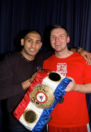 Amir Khan with Fire-fighter Stuart Brown
