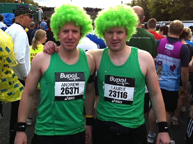 Andrew and Laurie Ellis at the start of the Great North Run