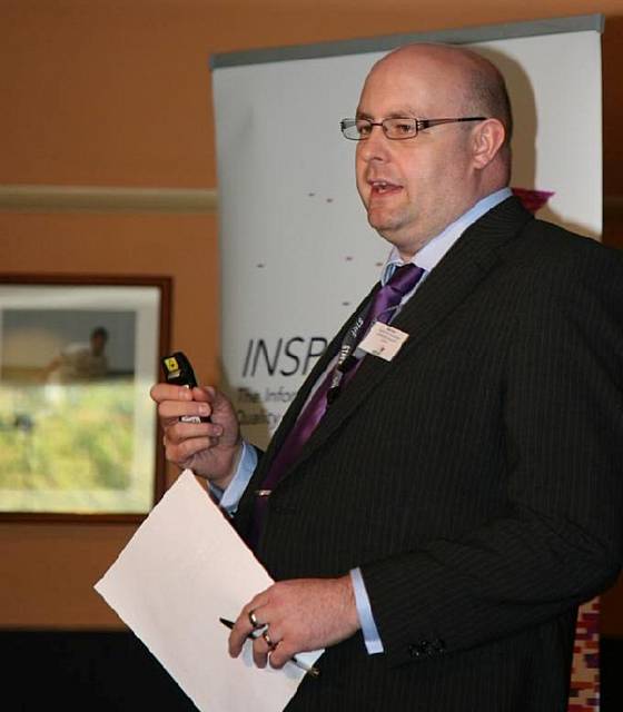 Neil Coe, Assistant Head at Oulder Hill, speaks at the Inspiring IAG celebratory event 

