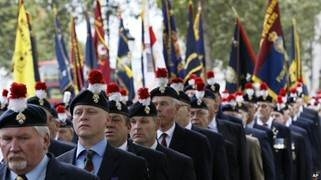 Veterans marched along Whitehall to Parliament