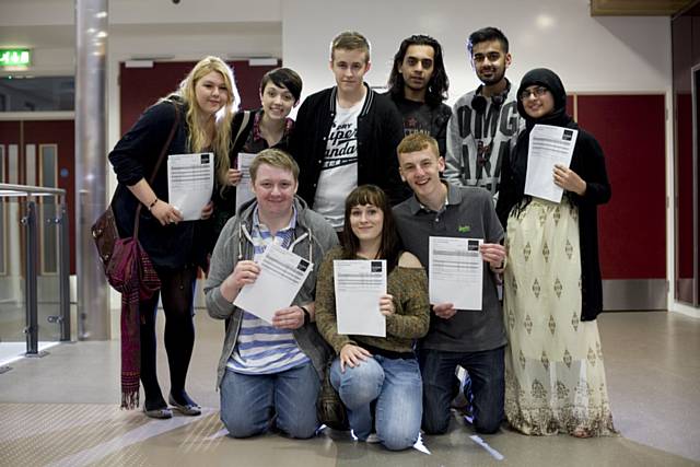 Students from Rochdale Sixth Form College celebrating A Level results