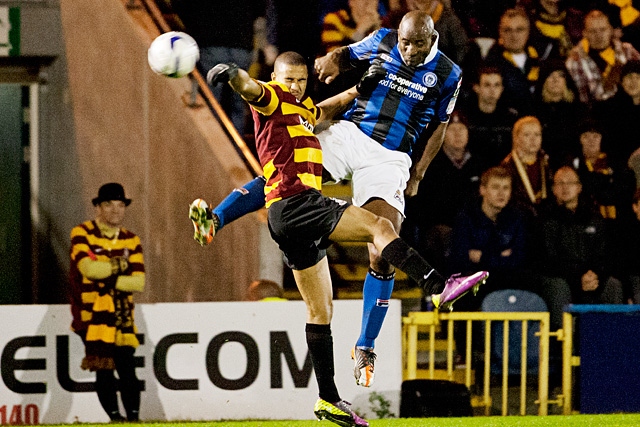 James Meredith and Dele Adebola<br \>Rochdale v Bradford City