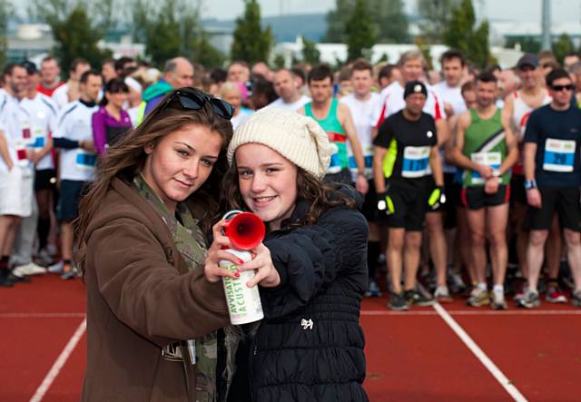 Coronation Street stars Brooke Vincent (Sophie Webster) and Ellie Leach (Faye) start the Rochdale Kingsway Run
