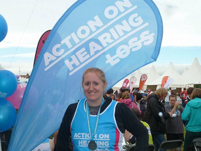 Natalie White after completing Great North Run for Action on Hearing Loss