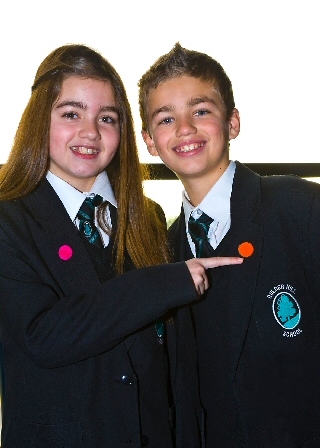 Oulder Hill Pupil’s Lois and Joseph Wrest showing their support for Bobble Day.