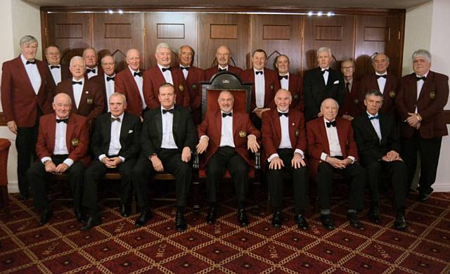 Manchester Golf Club captain Bernard Stone with past captains at the Captain's Dinner