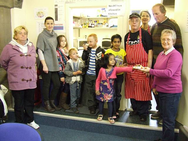 St Peter's Multicultural Healthy Living Project is in full swing with its Cross Quays Café - manager Mary Price and her lovely volunteers Barbara and Jeff Morish, Michael Chatburn and Liza Aldif 