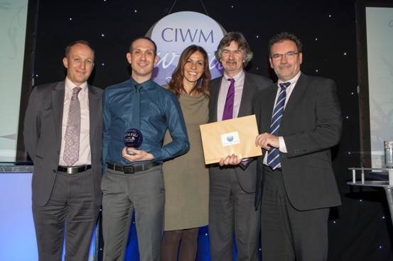 David Taylor, Director of Contract Services at GMWDA; Sheridan Hilton, Waste Prevention Manager at Viridor Laing (Greater Manchester) Ltd; Julia Bradbury who presented the awards; Councillor Neil Swannick, Chair of GMWDA and Kevin Merton of Epic Media Group