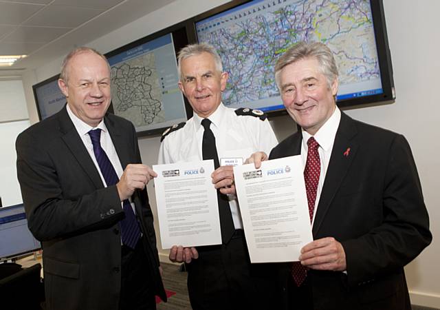 Policing Minister Damian Green, Chief Constable & Tony Lloyd