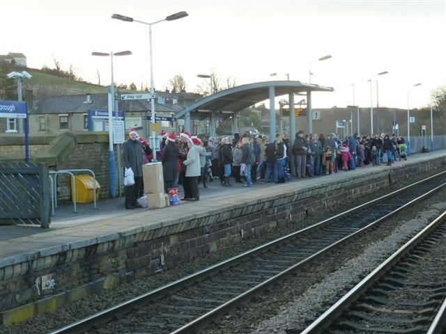 The crowd waiting for Mrs Santa Clause & the Mince Pie Special