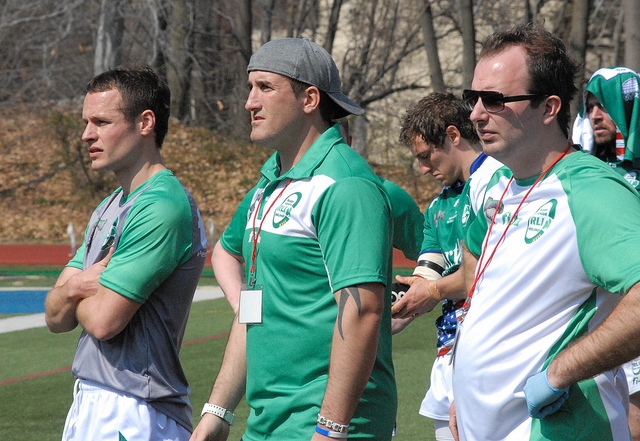 New Town Team Coach Ged Corcoran (centre) pictured while on coaching duty for Ireland

