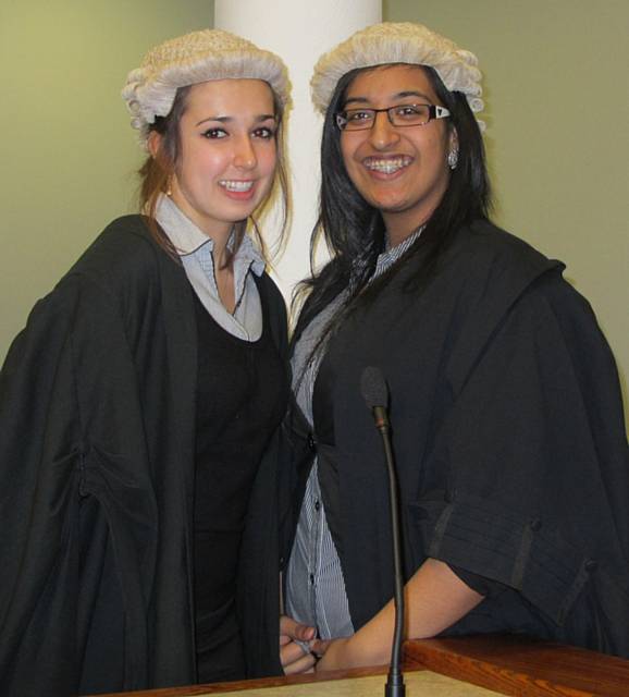 Law students from Rochdale Sixth Form College donned their wigs and presented a fictional legal battle in the Manchester Crown Court room in front of a Crown Court judge