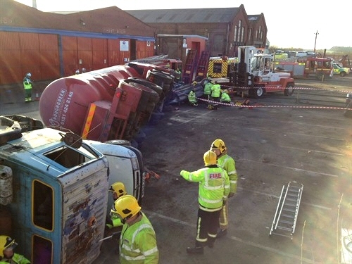 Fire-fighters in dramatic HGV training