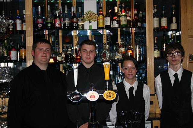 John Hunt, Mark Hillary, Paige Williamson, Jonathan Whittaker behind the bar at The Peacock Room at the Cuisine Supreme final