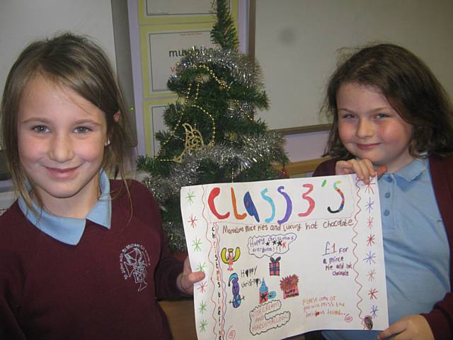 Class 3 Mince pie and hot choc Enterprise stall poster