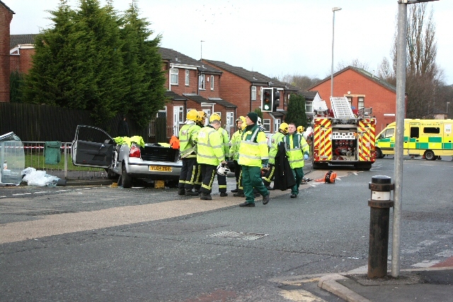 Fire-fighters and paramedics at the scene