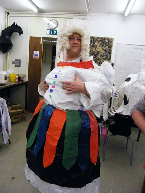 Christopher Dickinson, from Rochdale, in costume during rehearsals for the College pantomime ‘Snow White’