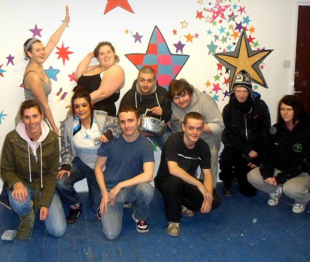 The group of unemployed youngsters aged who redecorated the main hall at Brookside Community Centre in Alkrington