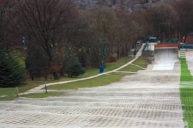 Ski Rossendale - the slope with the Quarter Pipe and Dopplmayr lift