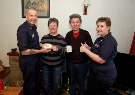 Susan and Alan Brown (centre) with Community Safety Manager Mick Cryer and Community Safety Advisor Wendy Hall