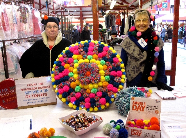 Volunteer Vicky George with Julie Warmisham at Rochdale Market 