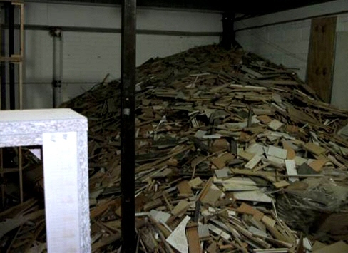 Large amounts of wood, foam and fabrics were being stored