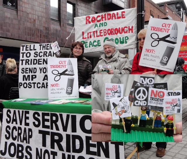 Peace Group stall with a photograph of  the micro-campaigners inset

