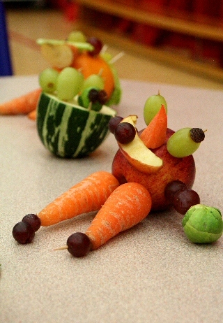 Some of the children created work in the style of Carl Warner using food