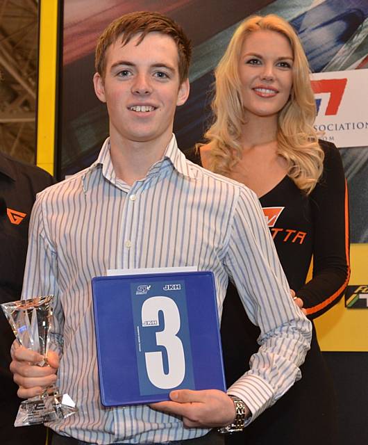 Andy King collects his third place trophy at the official Super One presentation.  Photo Chris Walker