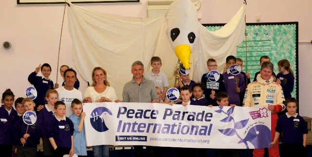 Peace Parade International with Jonathan Edwards and Mike Newman at Sandbrook Park Primary School 