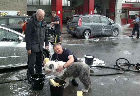 Watch Manager, Barry Malone, with Betsy the sheepdog