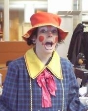 Luci Teal dressed as a clown when she was fundraising for Comic Relief