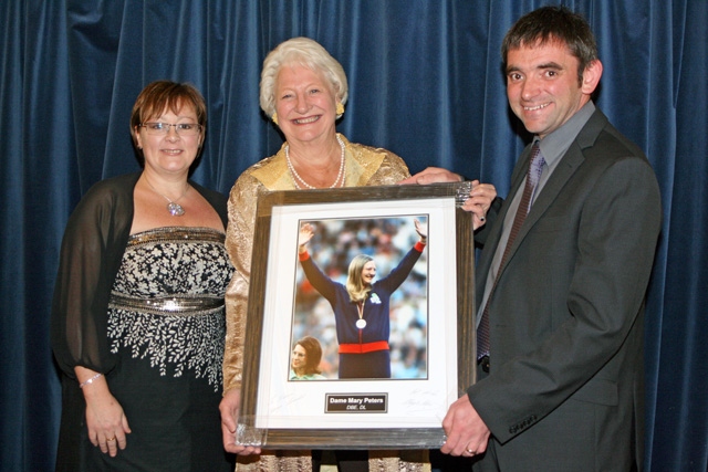 Dame Mary Peters DBE with Amanda and John Hanson from Hanson Springs Ltd