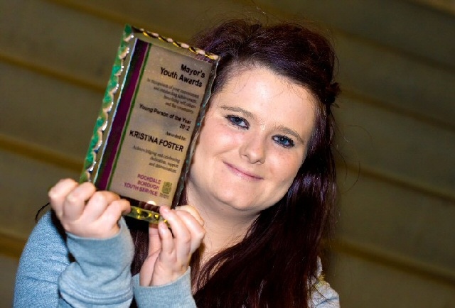 Young person of the year Kristina Foster with her special award
