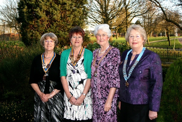 Joan Banks, President of Rochdale Rotary, Ann Whitley, President of Rochdale Inner Wheel, Phyllis Charter, Association President and Janet Whittles, District Chairwoman.