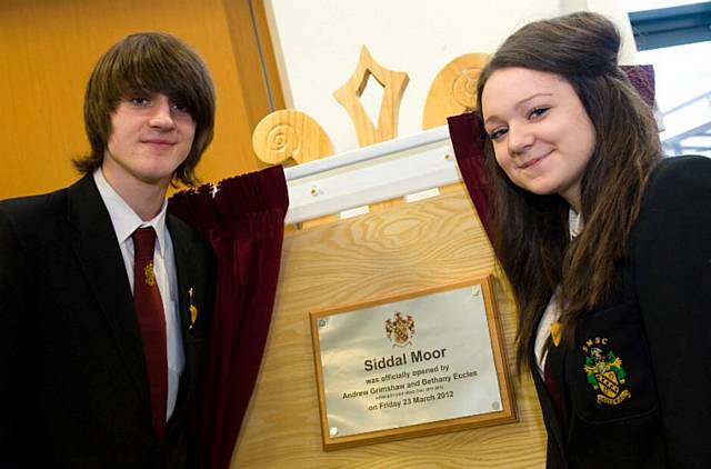 Head boy, Andrew Grimshaw and Bethany Eccles, head girl, unveiled the plaque on the day to commemorate the new future for the college