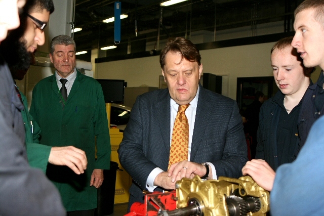 John Hayes MP with students in the motor vehicle studies department