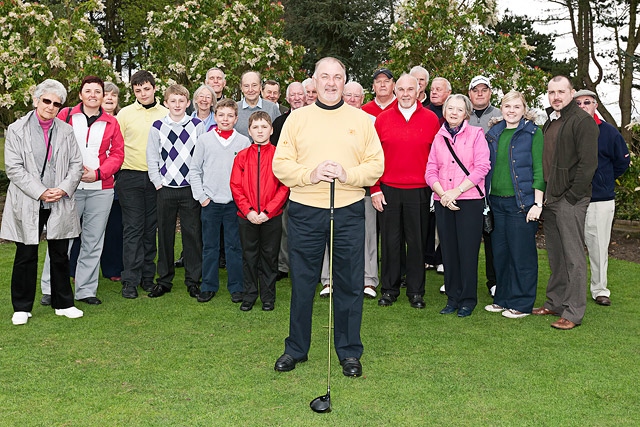 Bernard Stone backed by club members and family