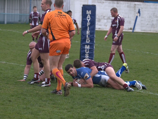 Matty Moore scores againt Millom