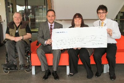 Stephen Oskell, Honresfield resident; Julian Appleyard, Principal at Rochdale Sixth Form College; Danielle Turner from Leonard Cheshire Disability, and George Thomas, Psychology teacher at RSFC