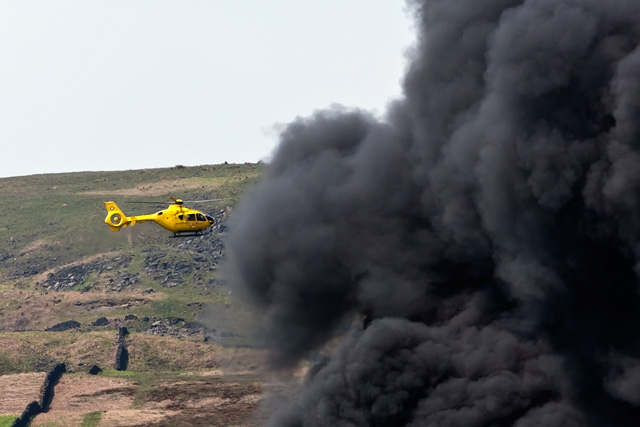 Police helicopter at Multiroof Building Products Ltd blaze on 28 May 2012